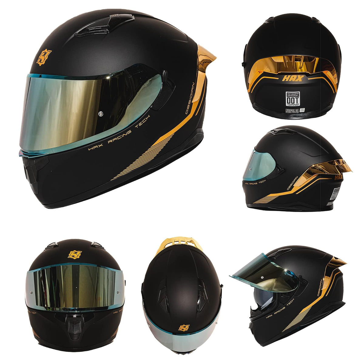 HAX - Casco de motocicleta de doble visera para adultos, para motocicleta, bicicleta de calle con pinlock listo aprobado por DOT