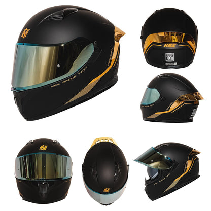 HAX - Casco de motocicleta de doble visera para adultos, para motocicleta, bicicleta de calle con pinlock listo aprobado por DOT