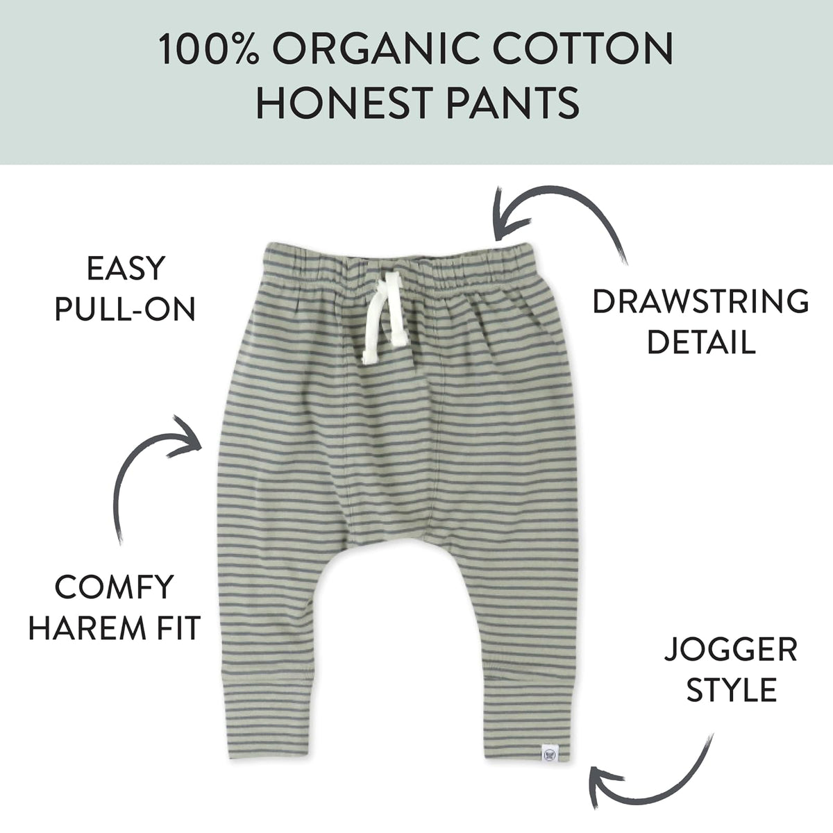HonestBaby - Pantalones Deportivos honestos, 100% algodón orgánico para bebés y niños, niñas, Unisex