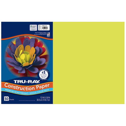 Tru-Ray Papel de Construcción Pesado 12 x 18 Pulg, 50 Hojas - Brilliant Lime