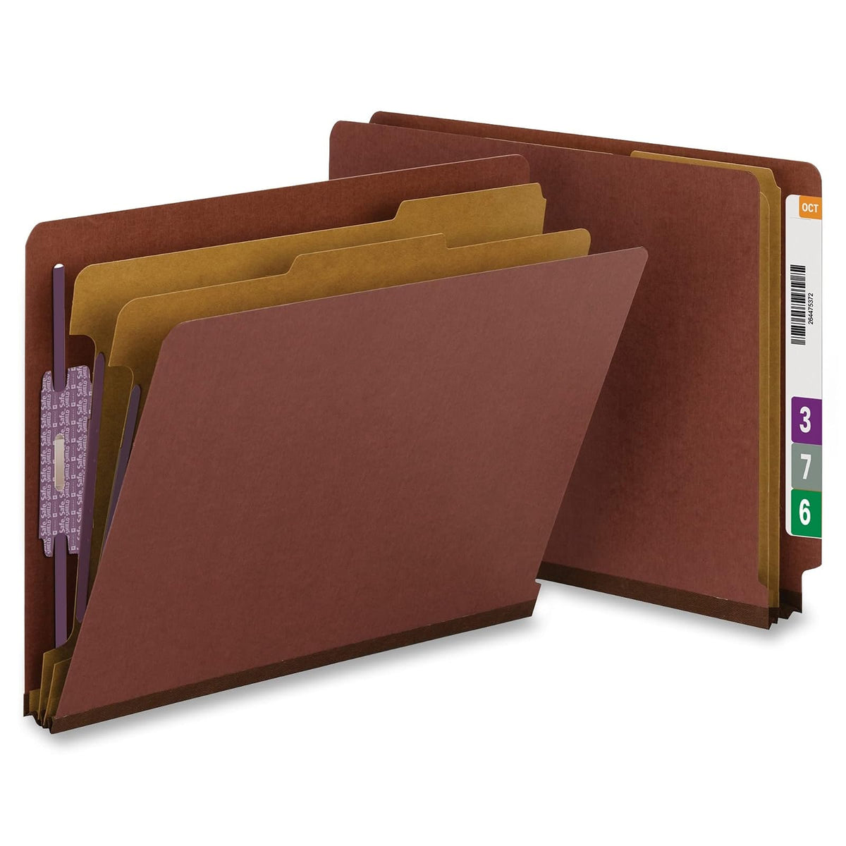 Smead - Carpeta clasificadora con pestañas y cierres SafeSHIELD, 2 divisores, Rojo, Carta