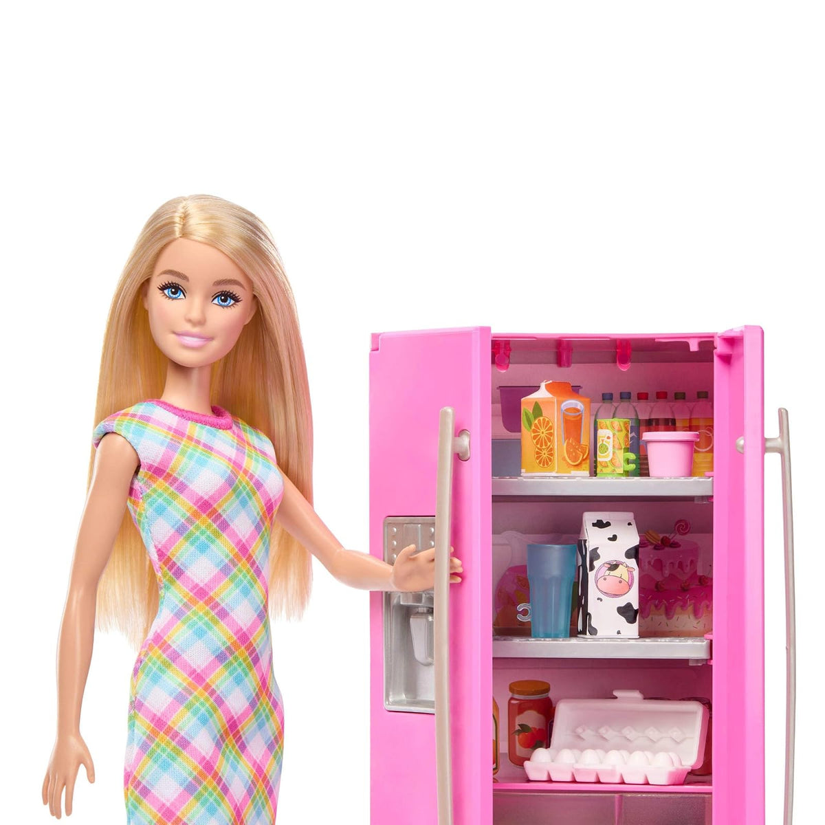Barbie Set De Juego Muñeca con Cocina, Refrigerador con Puertas Abatibles, Más De 10 Accesorios, para 3 Años En Adelante