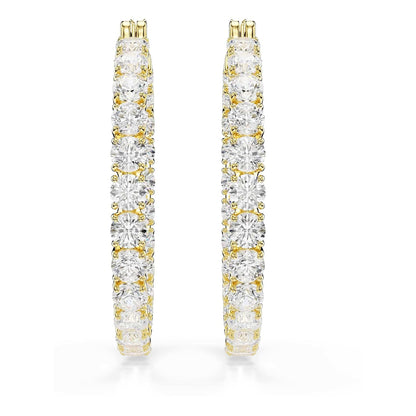 arete de aro Swarovski Matrix, corte redondo, blanco, baño de oro