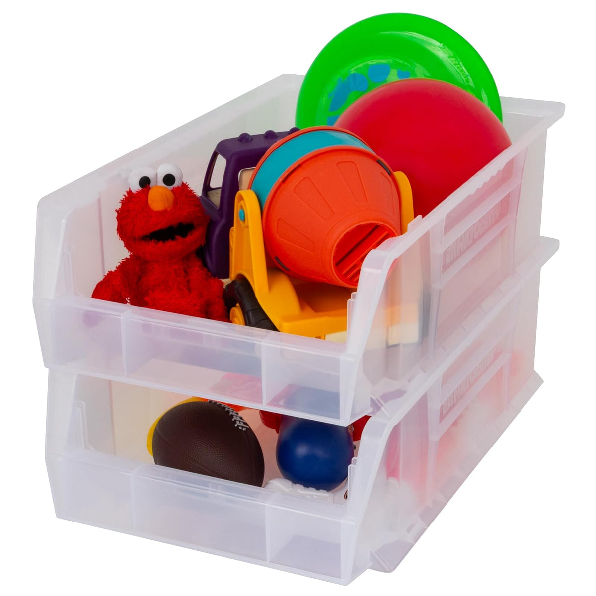 Akro-Mils 30280 20-Inch D by 12-Inch W by 6-Inch H Clear Super Size Plastic Stacking Storage AkroBin, 4-Pack
