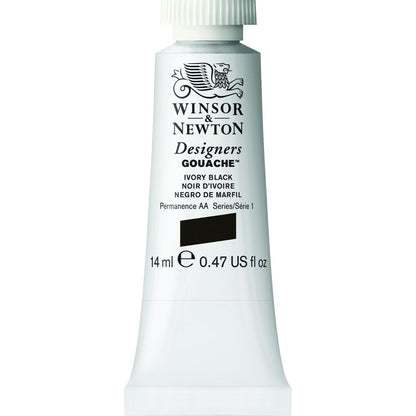Winsor & Newton Designers Pintura Gouache en Tubo - Tubo 14 ml - Negro