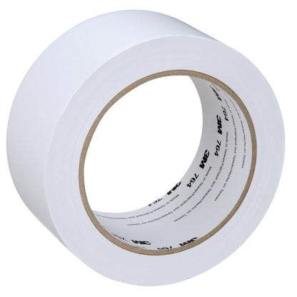 3M Cinta de Vinilo 764 para Marcaje de Piso, Uso Industrial - Blanco - 2 in x 36 yd
