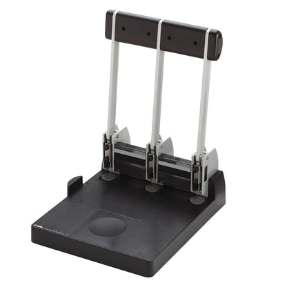 CARL XHC-150N - Perforadora de 3 agujeros, capacidad: 150 hojas de papel, negro/plateado