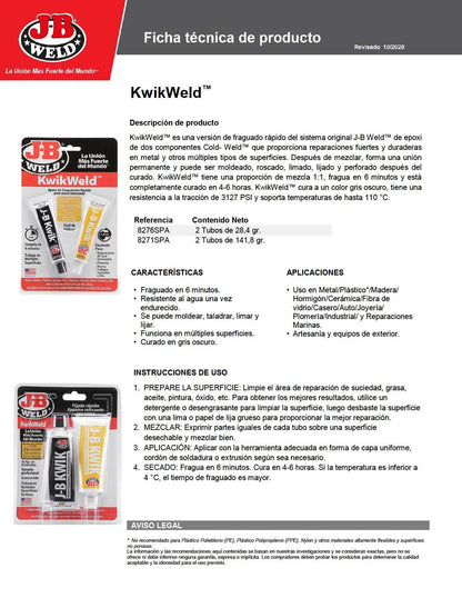 J-B Weld JB WELD Oficial Soldadura en Frio Epoxica de Dos Partes 8276SPA 57gr