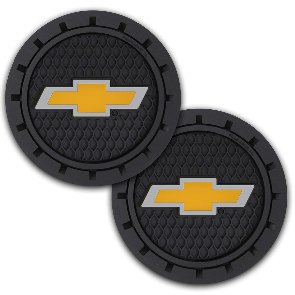 Plasticolor Chevrolet Bowtie Posavasos, Dorado y Negro, 000648R01