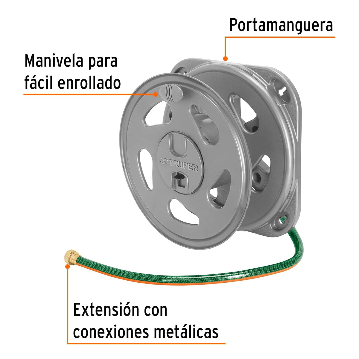 Truper PORMA-50 - Portamanguera de pared, de polipropileno, gris, 38 x 38 cm
