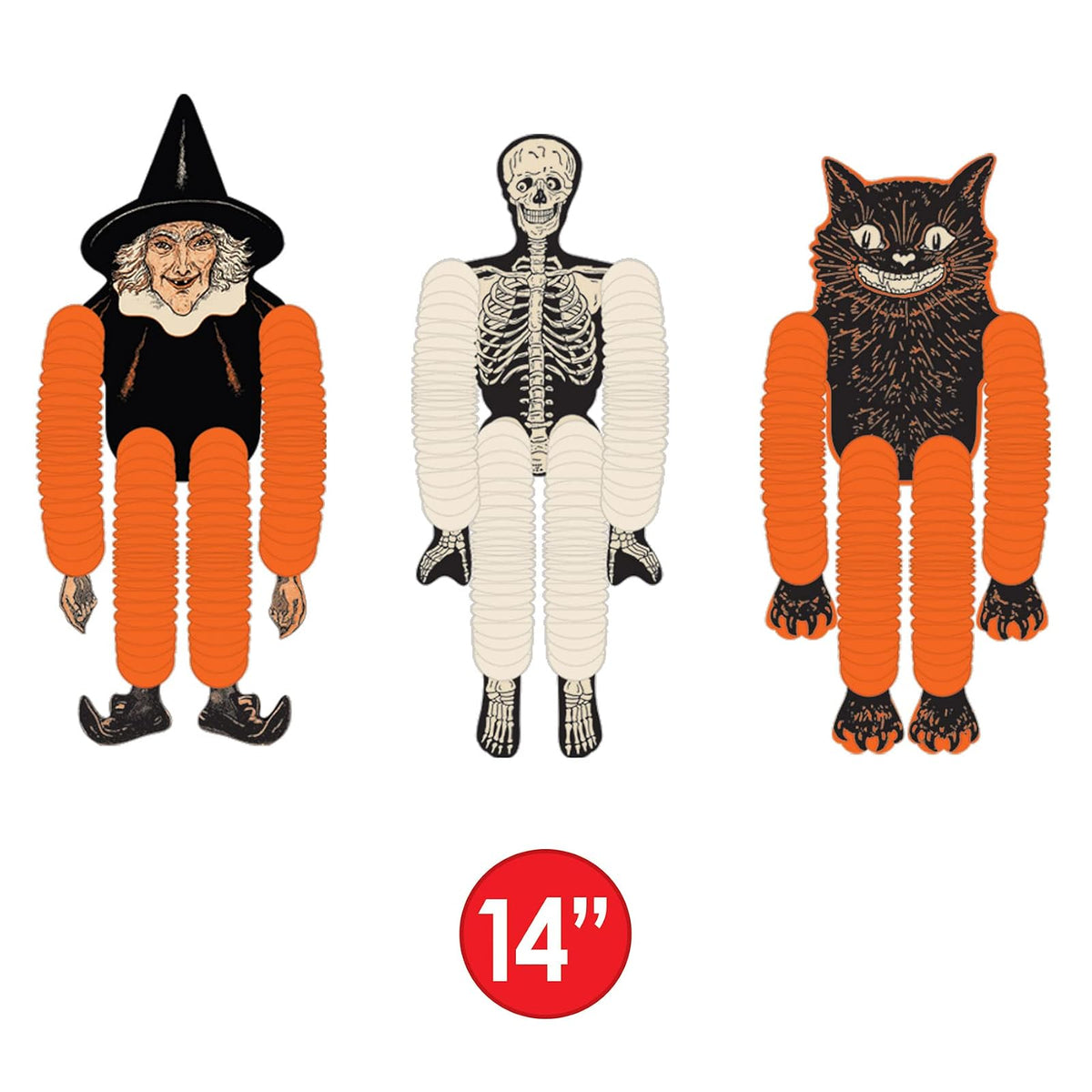 Beistle 00430 Vintage Halloween Tissue Dancers, Multicolor, 14", 3 Pieces