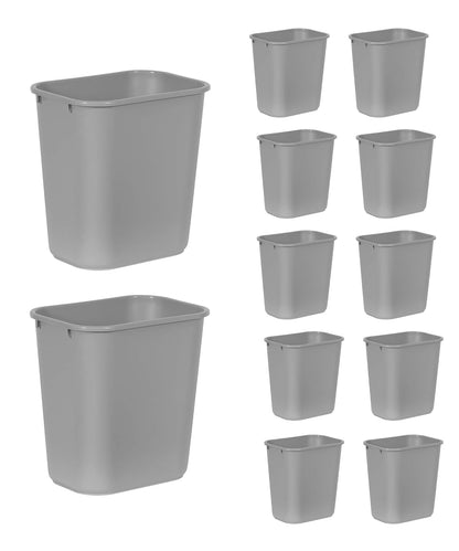 Rubbermaid Commercial Products - Papelera de basura (7 galones/28 cuartos de galón, gris, plástico, para recámara/baño/oficina, se adapta debajo del computadora/fregadero/gabinete, paquete de 12
