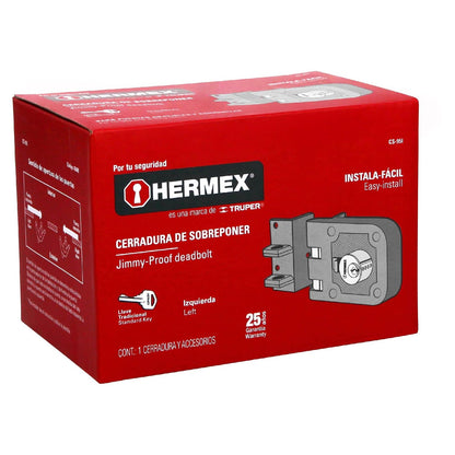 Hermex CS-95I, Cerradura sobreponer, puerta corrediza, instala-fácil, izq.