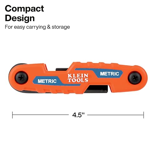 Klein Tools 70543 Juego de llaves hexagonales plegables compactas de 3 piezas, métricas, SAE, tamaños Torx, 25 llaves, acero de aleación tratado térmicamente de resistencia industrial