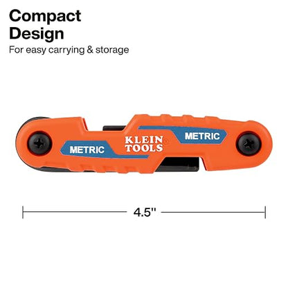 Klein Tools 70543 Juego de llaves hexagonales plegables compactas de 3 piezas, métricas, SAE, tamaños Torx, 25 llaves, acero de aleación tratado térmicamente de resistencia industrial