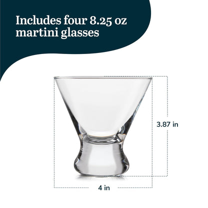 Libbey 89584 4 Piece Cosmopolitan Cocktail/Martini Glasses, 8 1/4 oz, Clear
