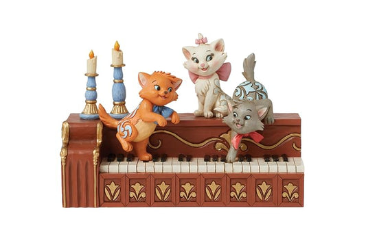 Colección Enesco Disney Traditions por Jim Shore, Los Gatitos de Los Aristogatos Jugando en un Piano, Figura de Resina de Piedra Pintada a Mano, Figuras coleccionables clásicas de Disney para