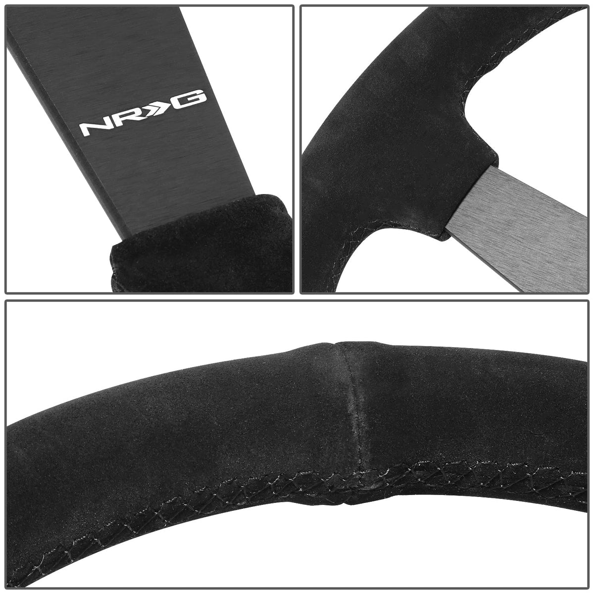 NRG Innovations RST-037MB-S Volante de 3 Radios Envuelto en Gamuza 350 mm