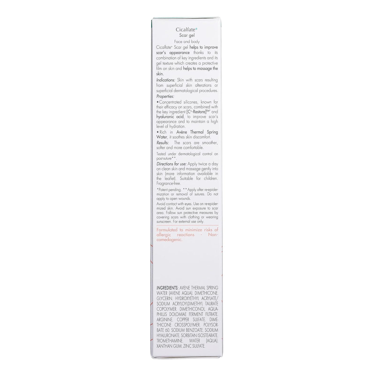 Eau Thermale Avene Cicalfate+ Scar Gel - Restorative Silicone Massage Gel for Superficial & Dermatological Scars - Postbiotic Skincare - Non-Comedogenic - 1 fl.oz.