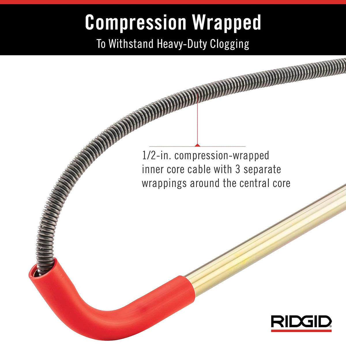 RIDGID - Destapacaños para Inodoros K3, Limpieza de Obstrucciones, con Cabezal y Cubierta de Vinilo, Cable Flexible, Diseño Ergonómico, Plomería, Kit de Herramientas