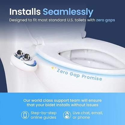 LUXE Bidet NEO 180 - Accesorio de Bidé para Asiento de Inodoro, Blanco | No Eléctrico, 2 Boquillas, Autolimpiante, Presión de Agua Ajustable, Lavado Trasero/Femenino, con Palanca