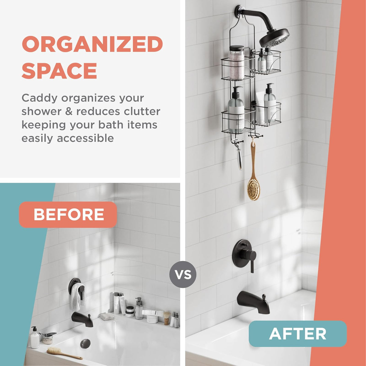 Zenna Home Zenith Products 7446ss - Organizador de regadera Extensible para regadera de Mano o Botellas Altas, Bronce, 1