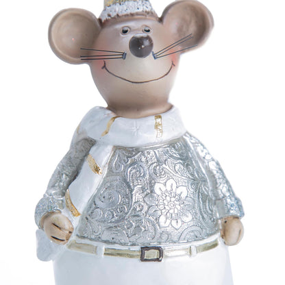 Running Adornos Navideños | Figura de Ratón con Gorro Dorado | Decoración de Navidad | Hecho de Poliresina | Tamaño 23 cm