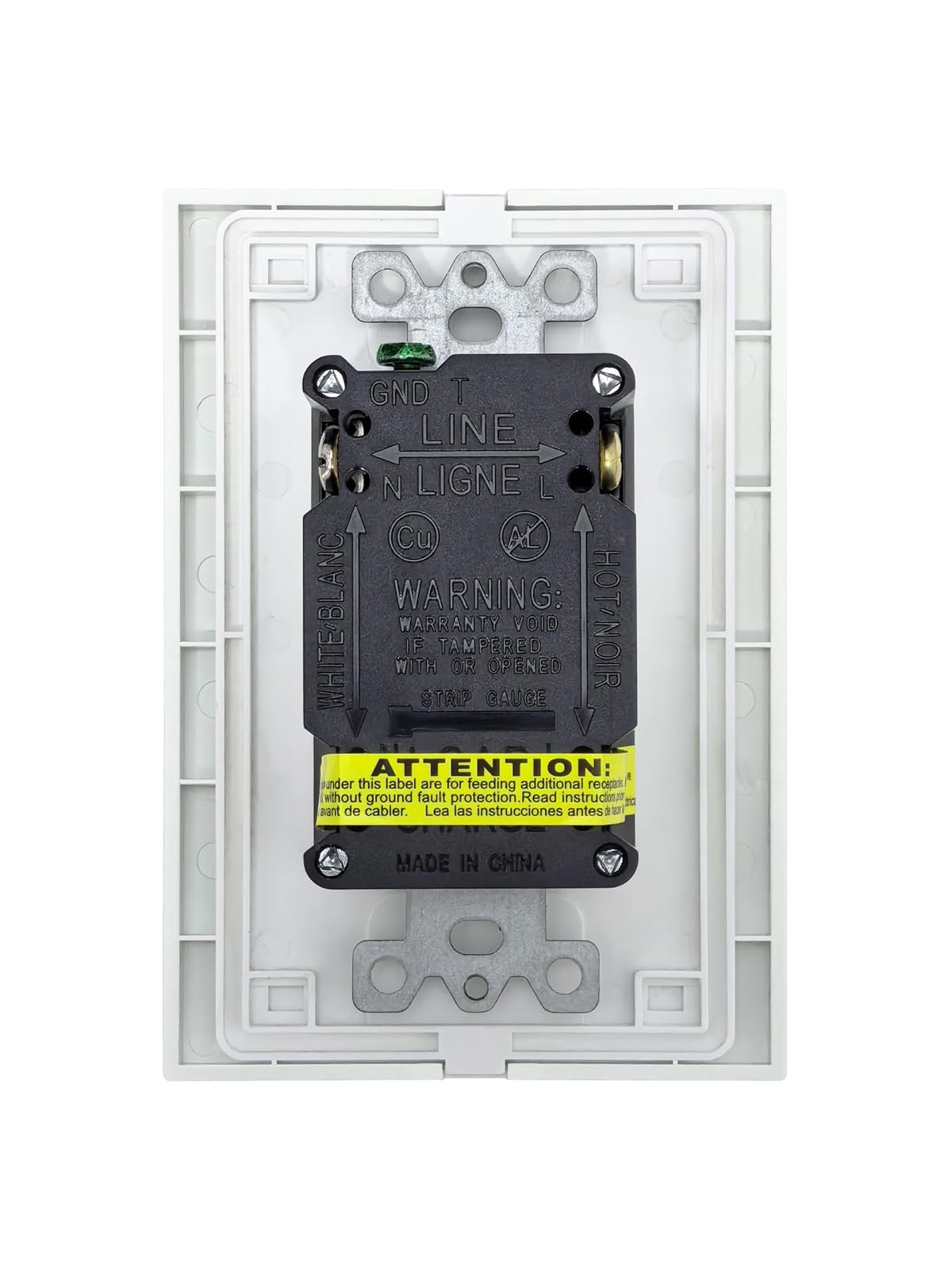 Igoto V1024 Contacto Dúplex con Falla a Tierra (GFCI) con Placa Blanca de Policarbonato | Toma Eléctrica de Seguridad 15A 125-250V Protección contra Descargas Fácil Instalación