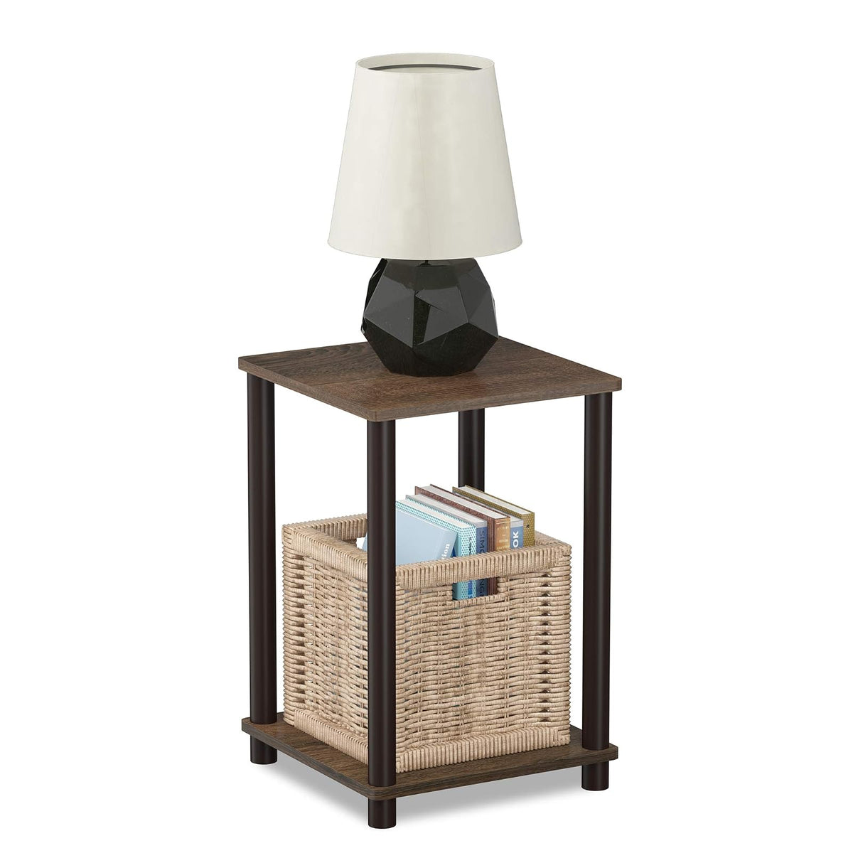 Furinno 2-99800WN Turn-N-Tube Haydn 2-Pack End Table, Walnut/Brown