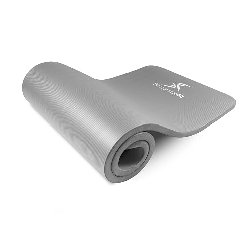 ProsourceFit - Esterilla extra gruesa para yoga y pilates de 1,3 cm (1/2 pulgada) o 2,5 cm (1 pulgada), 180 cm de largo, alta densidad, con espuma cómoda y correa de transporte, color púrpura