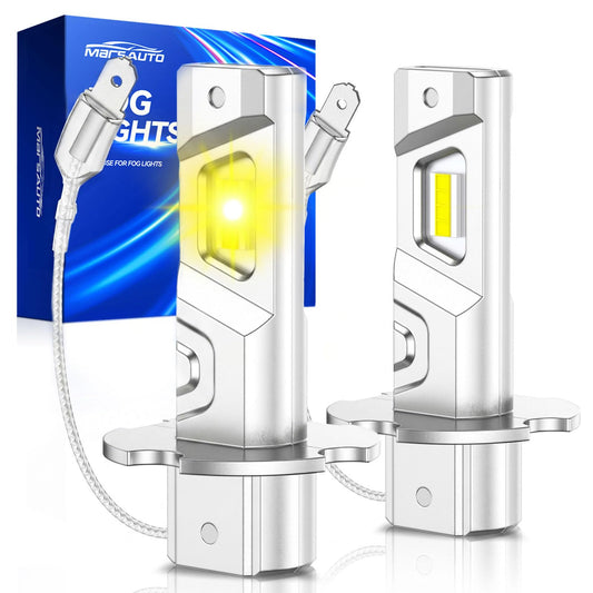 Marsauto Foco Antiniebla LED H3 MF2 | Amarillo, 12000 lm, 3000 K, chips CSP 2024, paquete de 2