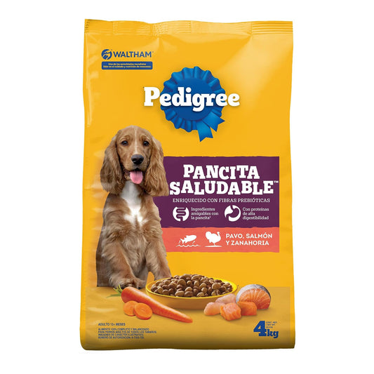 Pedigree Pancita Saludable Croquetas para Perros Adultos Sabor Salmón, Pavo y Zanahoria 4kg