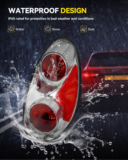 Torchbeam Conjunto Luz Trasera PT Cruiser 2001-2005 | Lente Transparente Carcasa Cromada, Luces Traseras Lámparas Freno Lado Conductor Pasajero