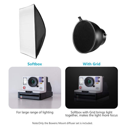 NEEWER Reflector Estándar 7 Pulgadas/18 Centímetros Difusor Suave con Rejilla en Forma Panal 20/40/60 Grados para Luz Estroboscópica Flash de Estudio de Bowens Montura Monoluz