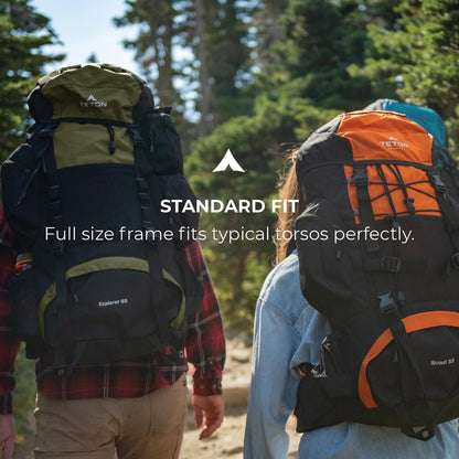 TETON 65L, 75L, 85L Explorer Internal Frame Backpack for Hiking, Camping, Backpacking, Rain Cover Included