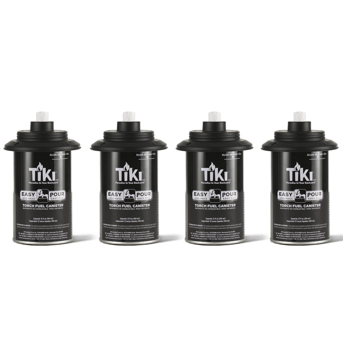 TIKI Recipientes de Repuesto para Antorcha de Metal, Recargables, 12 Onzas, Pack de 4