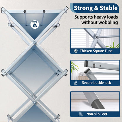 Whitmor - Tendedero Plegable de 3 Niveles, Estante de Secado Plegable, Estante de Ropa portátil Que Ahorra Espacio para Interiores y Exteriores, 22.6 Pulgadas de Largo x 14.6 Pulgadas de Ancho x 41