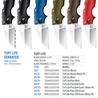 Cold Steel Tuff Lite Folder 2.5in Plain Polymer Handle