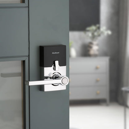 Kwikset SmartCode 917 - Teclado sin llave, cerradura electrónica residencial contemporánea, cerrojo de seguridad con manija de puerta Halifax y seguridad SmartKey, cromo pulido