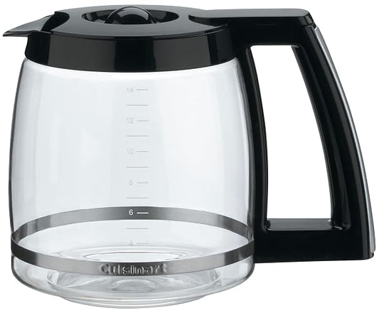 Cuisinart DCC-1200PRC Jarra de vidrio de repuesto, 12 tazas, color negro, Jarra de vidrio, Negro, 14 tazas, 1