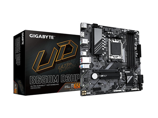 GIGABYTE B650M D3HP (AM5/ LGA 1718/ AMD/ B650/ Micro ATX/ 5 años de garantía/DDR5/ 2X PCIe 4.0 M.2/ PCIe 4.0/ USB 3.2 Gen2 Type-C/ 2.5GbE LAN/Placa Base)