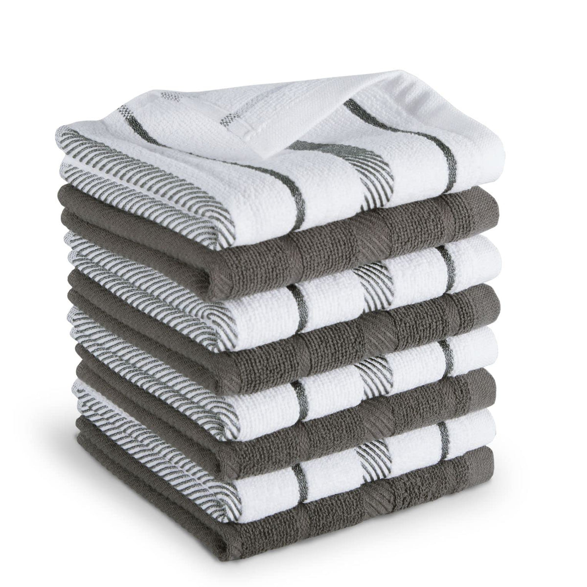 KitchenAid Albany Juego de 8 Paños de Cocina, 12 x 12 Pulgadas - Carbón Gris - Pequeña