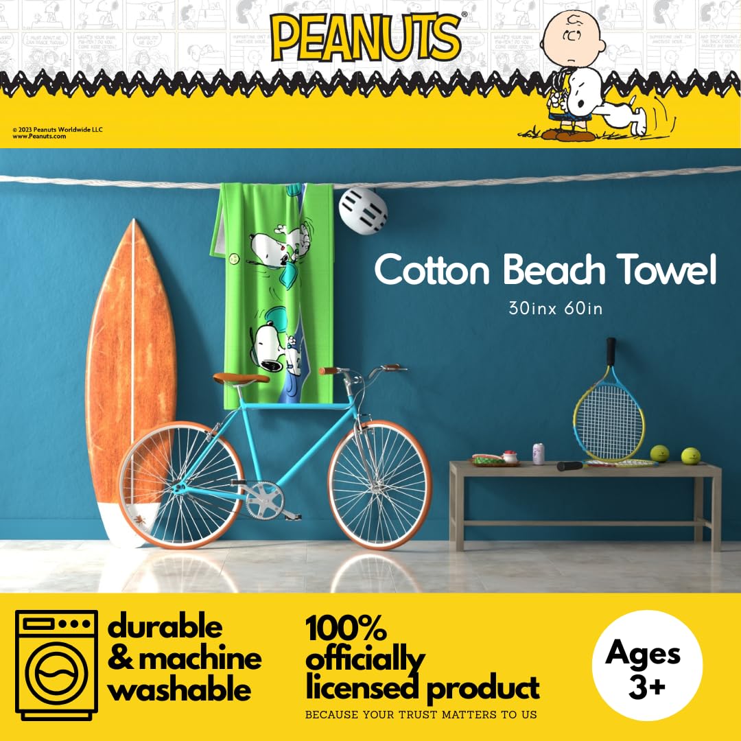 Franco Collectibles Peanuts Snoopy Pickleball Tennis Toalla de baño, Piscina y Playa, 152 x 76 cm, (Producto 100% Oficial de Cacahuetes)