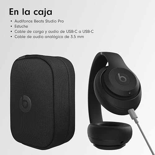 Beats Studio Pro - Audífonos Bluetooth inalámbricos con cancelación de Ruido - Audio Espacial Personalizado, Audio Lossless Mediante USB-C, compatibilidad con Apple y Android - Negro