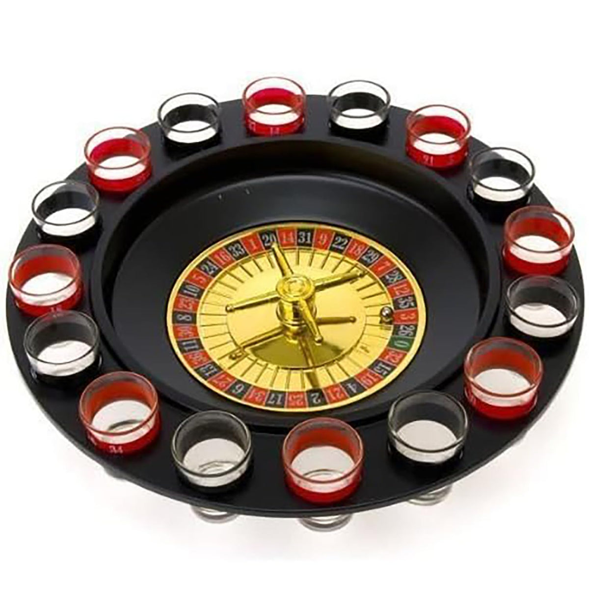 Chupito Ruleta – Juego de beber Juego (2 bolas y 16 vasos), Rojo/Negro, 16PCS Set, 1