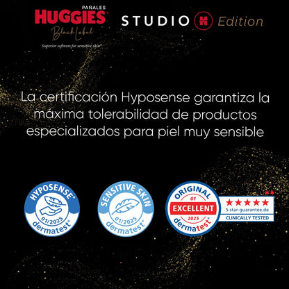 Huggies Black Label Studio H, 126 Pañales Premium Unisex Hopoalergénicos Etapa 7 (para bebés de más de 16 Kg)