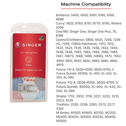 Singer Prensatelas Snap-On 1/4 Pulgada (0.64 cm) acoplable para máquinas de Coser Low-Shank (caña Baja)