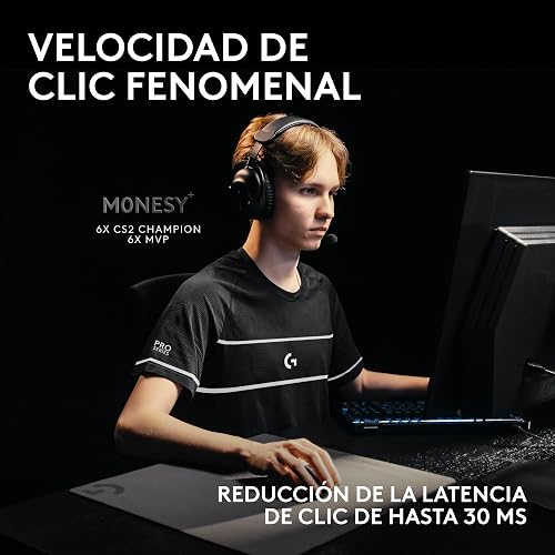 Logitech G Pro X2 SUPERSTRIKE Lightspeed - Mouse inalámbrico Gaming, Ultraligero 61 g, Sensor Hero 2 de 44,000 dpi, clics con retroalimentación háptica Hits, Carga USB-C, para PC y Mac, Color Blanco