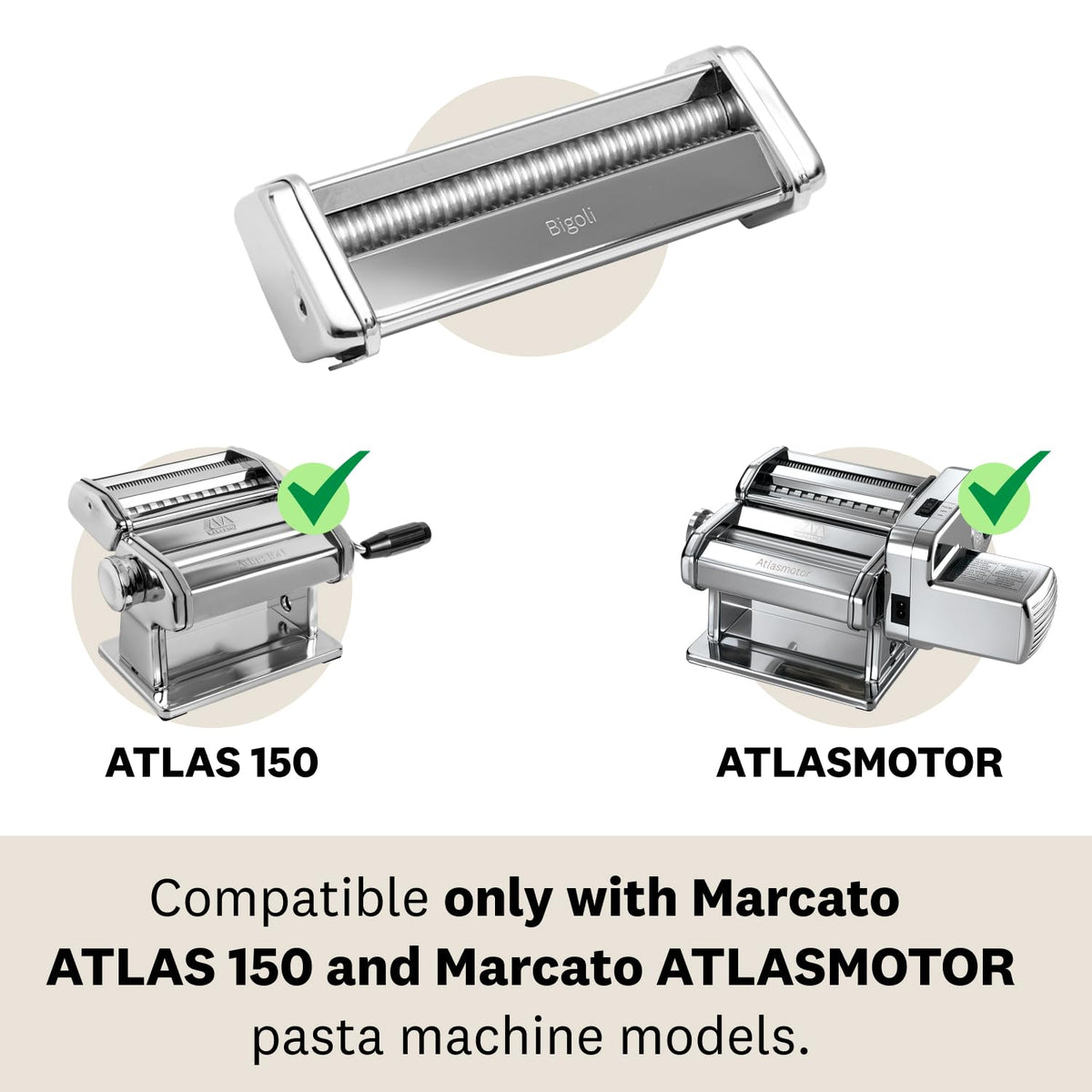 Marcato Accesorio para máquina de pasta linguine, corte de 3 mm, acero cromado, fabricado en Italia, compatible con Atlas 150 y motor Atlas, cortador de pasta, accesorios de cocina, forma de pasta