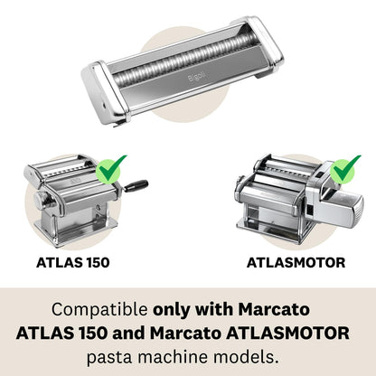 Marcato Accesorio para máquina de pasta linguine, corte de 3 mm, acero cromado, fabricado en Italia, compatible con Atlas 150 y motor Atlas, cortador de pasta, accesorios de cocina, forma de pasta